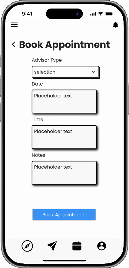 Book appointment screen