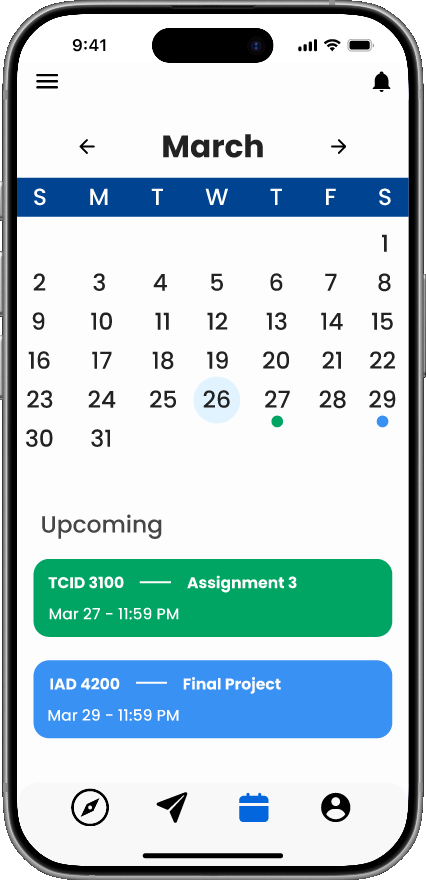 Campus Compass calendar screen
